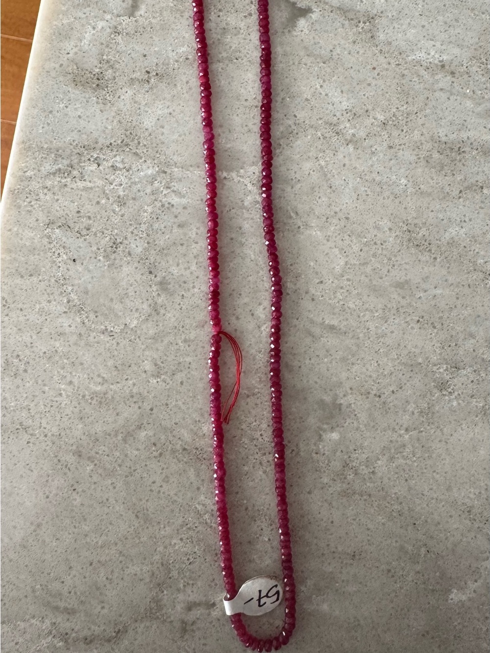 Ruby Faceted Bead Strand  16”